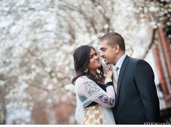 indian wedding engagement portraits groom bride