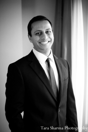 indian wedding groom black and white portrait