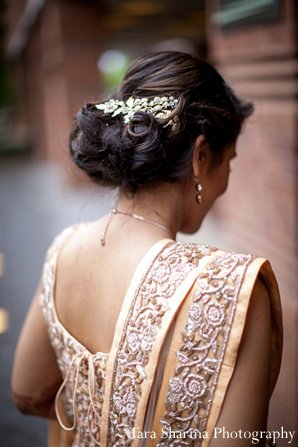 indian wedding bride lengha reception peach