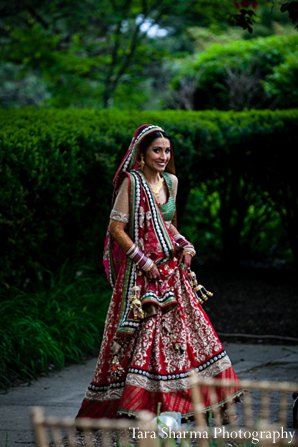 indian wedding bride portrait lengha ruby