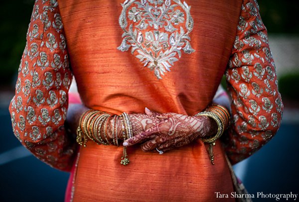 indian wedding bride sangeet orange bridal fashions