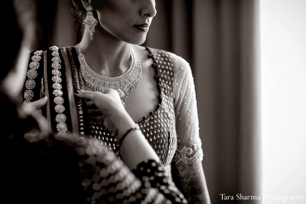 indian wedding getting ready bride lengha