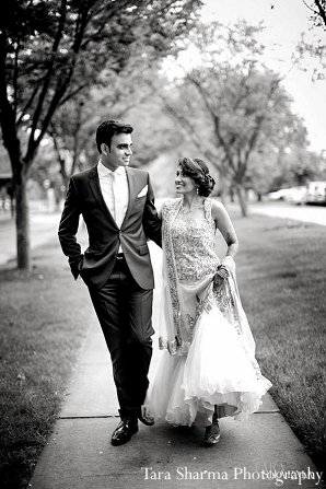 indian wedding portrait black white bride groom