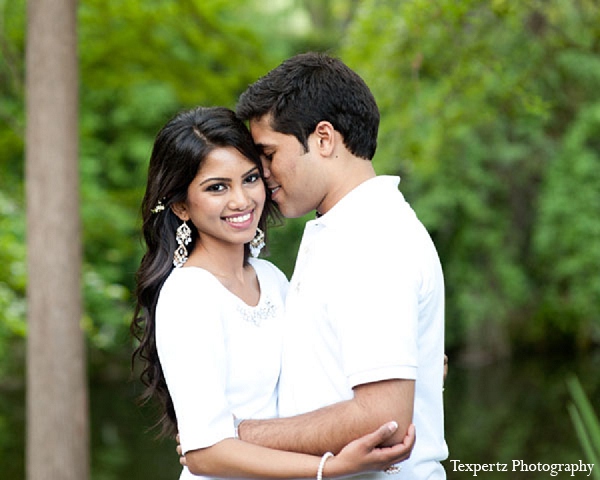 indian engagement portraits bride groom outdoor