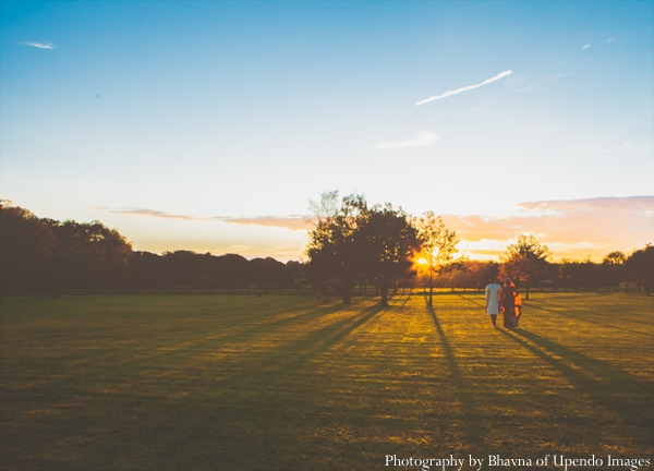 indian wedding portrait bride groom sunset