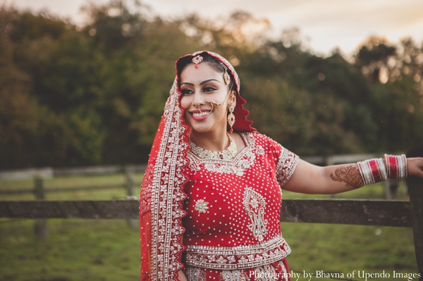 indian wedding portrait bride nature sunset