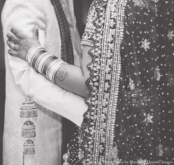 indian wedding reception black white bride detail