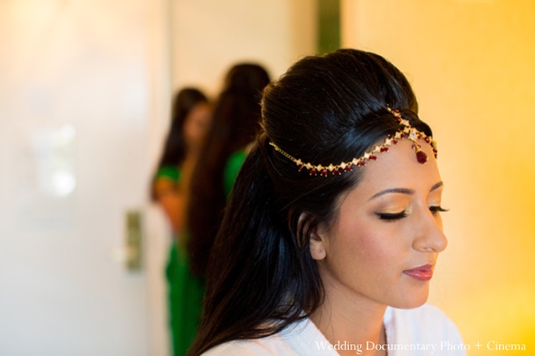 indian wedding getting ready bride tikka