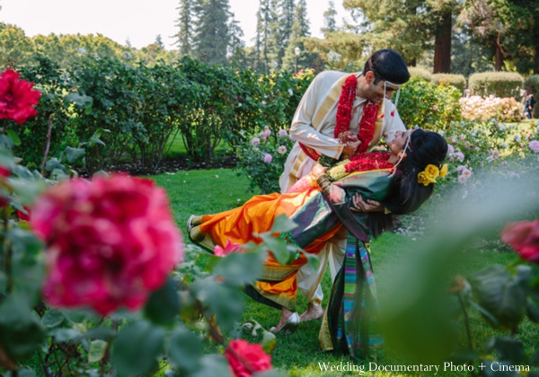 indian wedding portrait flowers bride groom