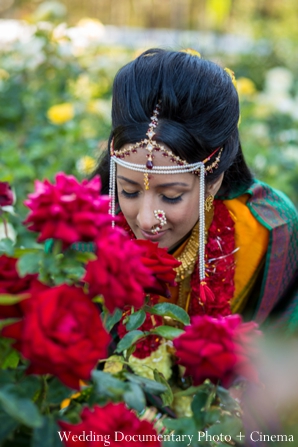 indian wedding portrait traditional bride flowers