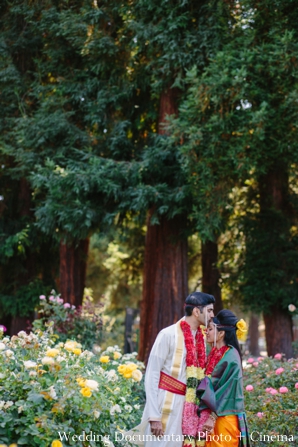 indian wedding portrait traditional bride groom outdoors