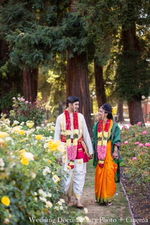 indian wedding portrait traditional garden bride groom