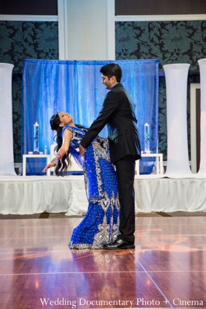 indian wedding reception bride groom dancing