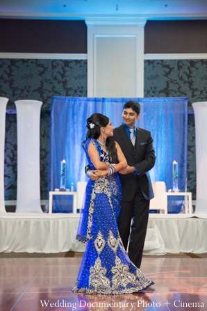 indian wedding reception dancing groom bride