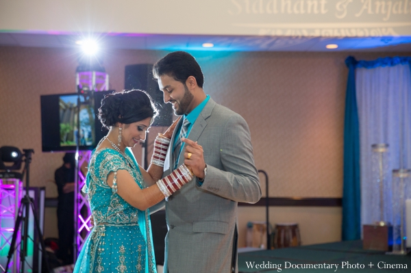 indian wedding bride groom dancing reception