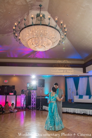 indian wedding bride groom dancing reception