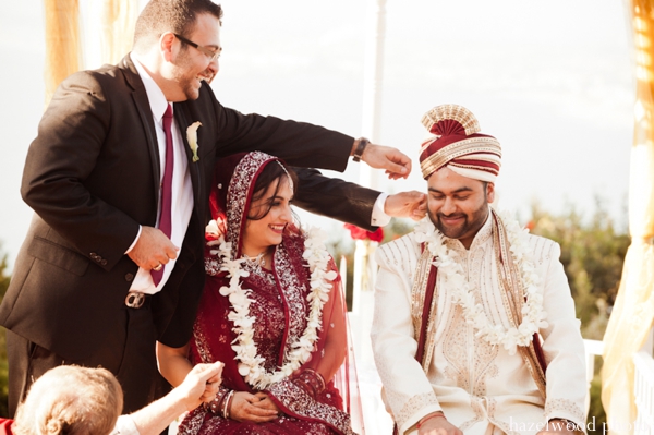 A Indian bride and groom at their fusion Indian wedding.