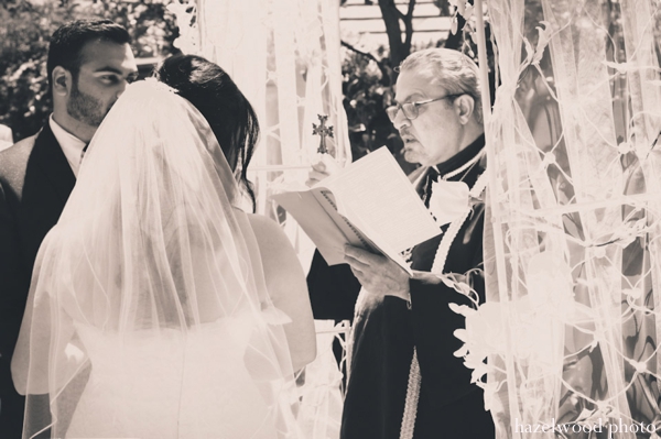 Black and white indian wedding photography at a fusion indian wedding ceremony.