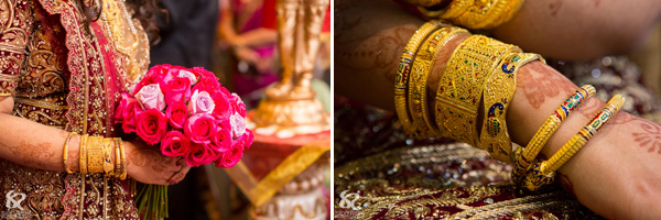 Indian bridal jewelry at this traditional Hindu wedding.