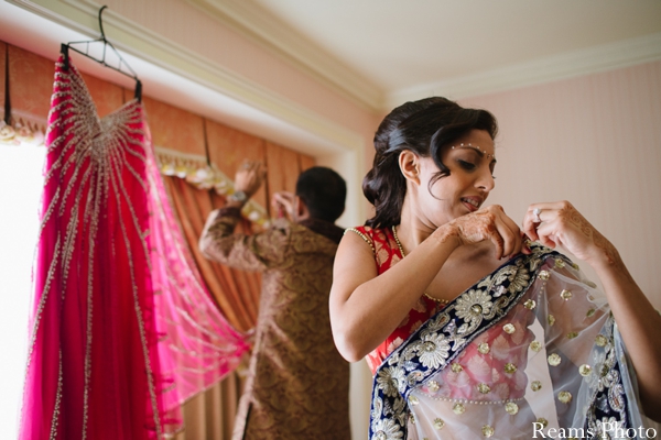 indian bride put on indian wedding lenghas.
