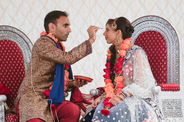 Indian wedding customs between indian bride and groom.