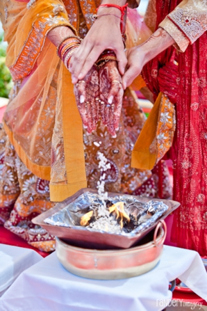 Indian wedding customs between indian bride and groom.