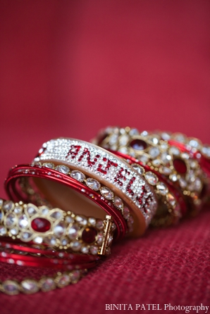 Indian bridal jewelry set includes custom bangles.