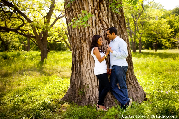 Indian bride and groom have an outdoor engagement shoot. 