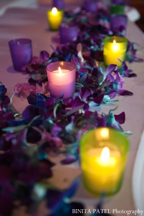Indian wedding decor ideas for flower petals and tealights.
