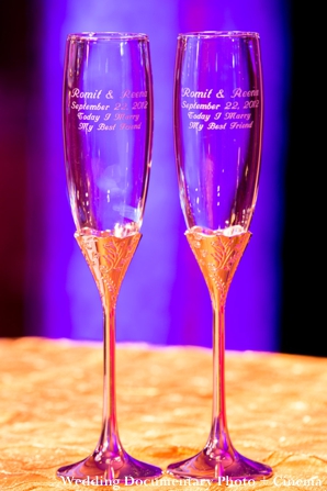 Indian wedding champagne glasses personalized.