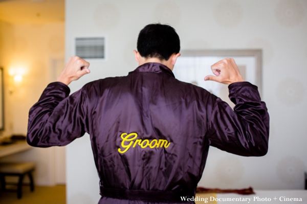 Indian wedding groom in personalized robe