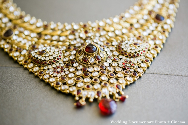 Indian wedding bridal necklace in gold and ruby