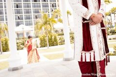 A bride and groom take some portraits after their wedding ceremony.