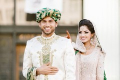 Before tying the knot, this Pakistani bride and groom take a moment to pose for some beautiful wedding portraits.