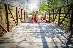 This Indian bride and groom take a moment to pose for beautiful wedding portraits before their ceremony!