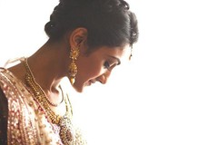 A bride gets ready for her traditional Indian wedding ceremony.