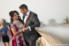 An Indian bride and groom takes some portraits before their wedding reception.