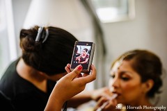 A bride gets ready for her wedding ceremony.