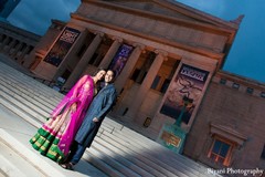 An Indian bride and groom take some engagement portraits.