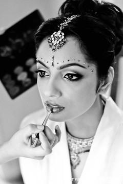 An Indian bride gets ready for her wedding day.