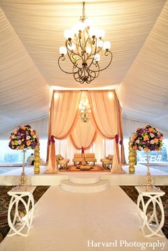 An elegant mandap for an Indian wedding.