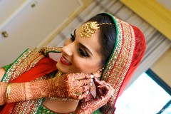 A bride gets ready for her wedding ceremony.