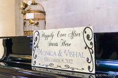 As part of their Indian wedding ceremony, this bride and groom opt for a sweet entry sign!