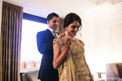 An Indian bride gets ready for her wedding.