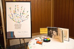 This festive sangeet includes a creative guest book!