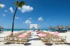 This destination wedding ceremony is a dazzling event on the beach.