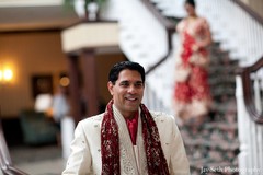 This bride and groom pose for fabulous wedding portraits before their Indian fusion ceremony.