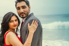 This Indian bride and groom celebrate their upcoming wedding with beautiful beachside portraits.