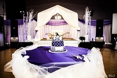 This Indian reception is a beautiful event with violet decor.