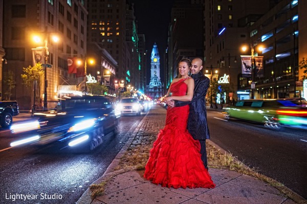 A newlywed couple take some portraits after their fusion wedding ceremonies.